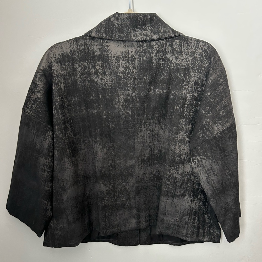 Eileen Fisher Grandeur Jacquard top jacket in black and gray S P - Picture 4 of 5